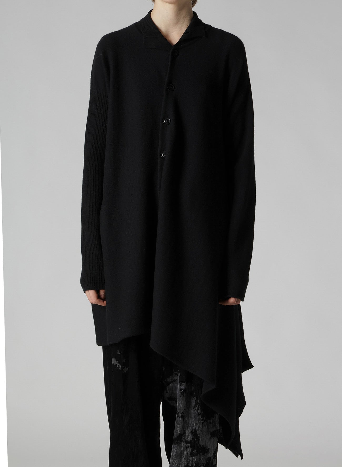 WOOL ASYMMETRIC LONG CARDIGAN