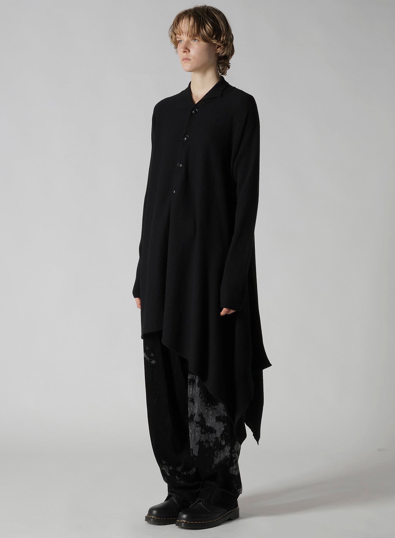 WOOL ASYMMETRIC LONG CARDIGAN