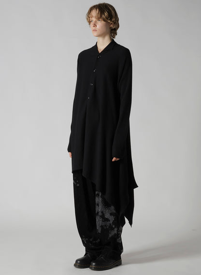 WOOL ASYMMETRIC LONG CARDIGAN