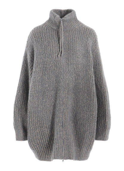 FLEECE RAISED ZIP-UP CARDIGAN