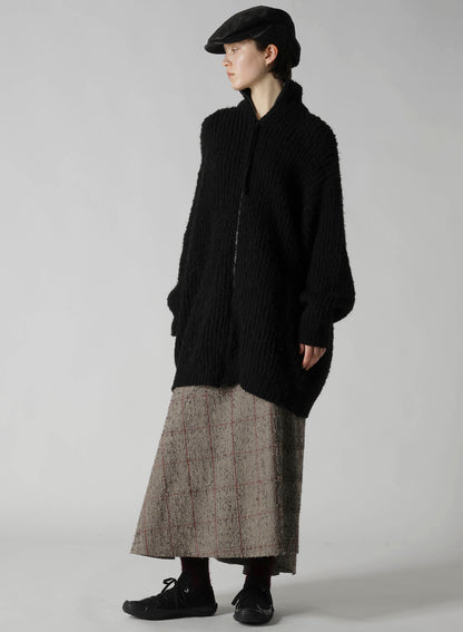 FLEECE RAISED ZIP-UP CARDIGAN