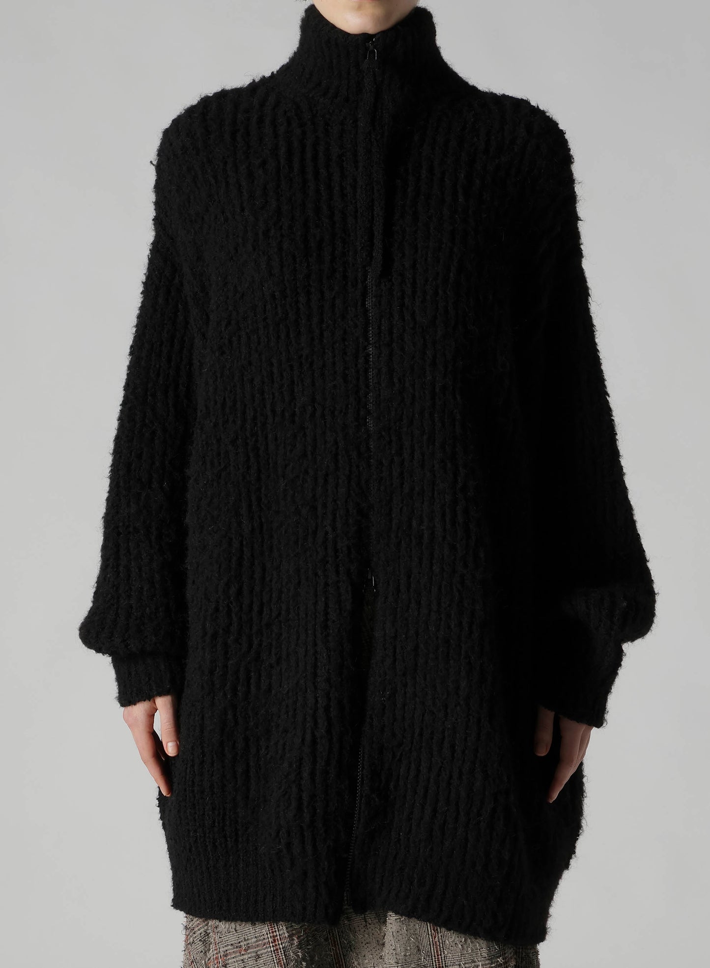 FLEECE RAISED ZIP-UP CARDIGAN