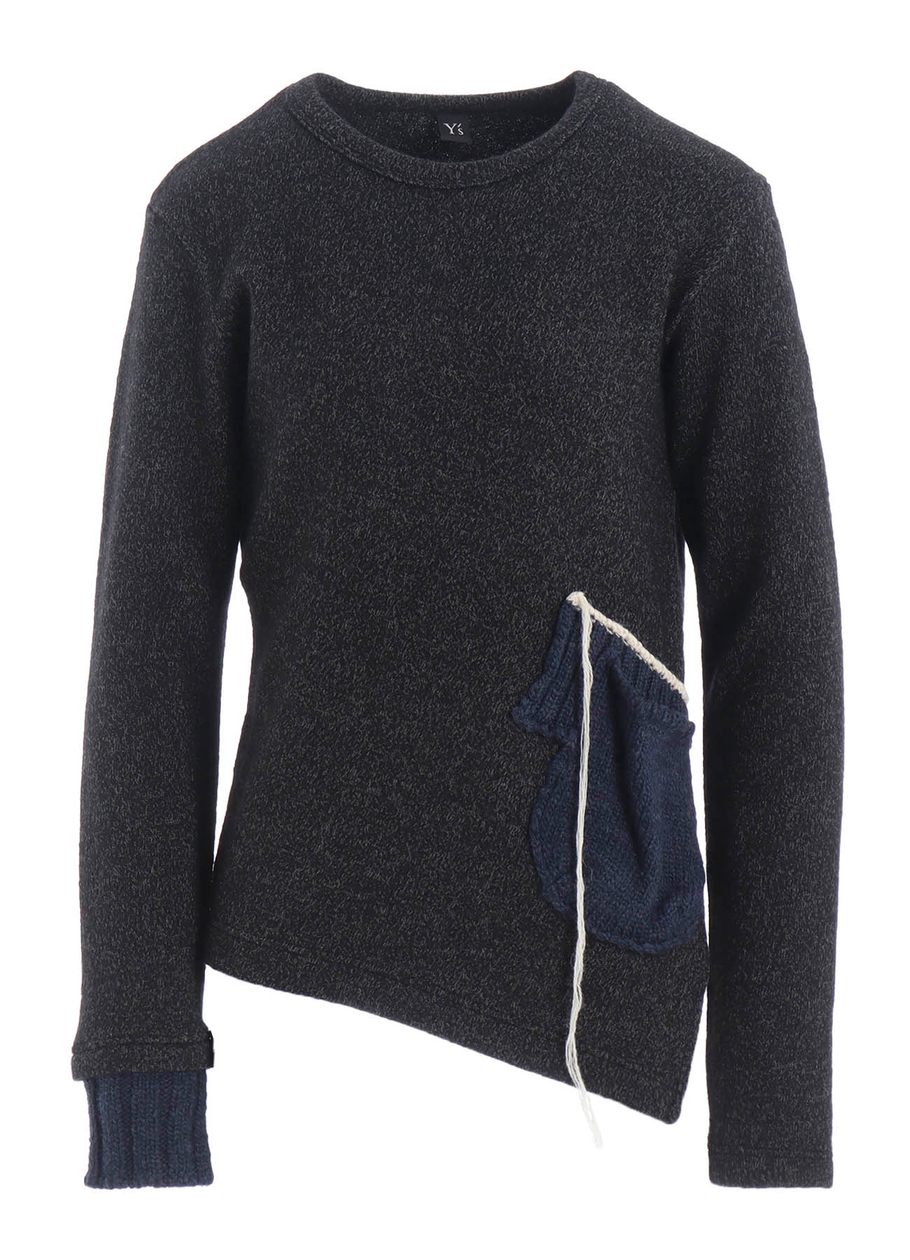 KNIT CONBINATION ASSYMETRIC PULLOVER