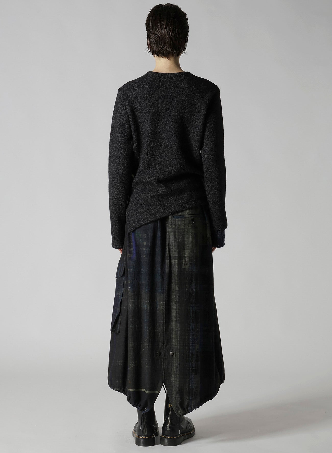 KNIT CONBINATION ASSYMETRIC PULLOVER