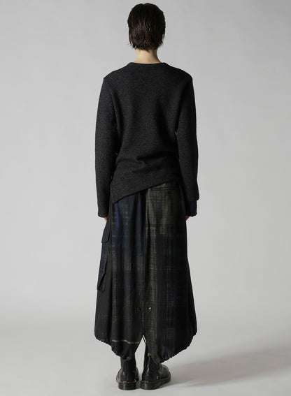 KNIT CONBINATION ASSYMETRIC PULLOVER