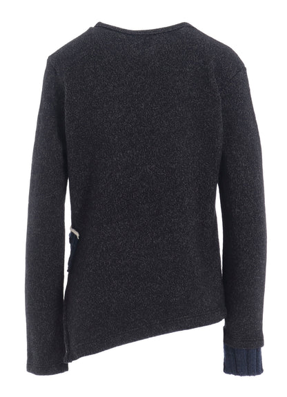 KNIT CONBINATION ASSYMETRIC PULLOVER