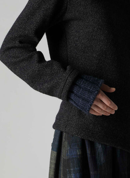 KNIT CONBINATION ASSYMETRIC PULLOVER