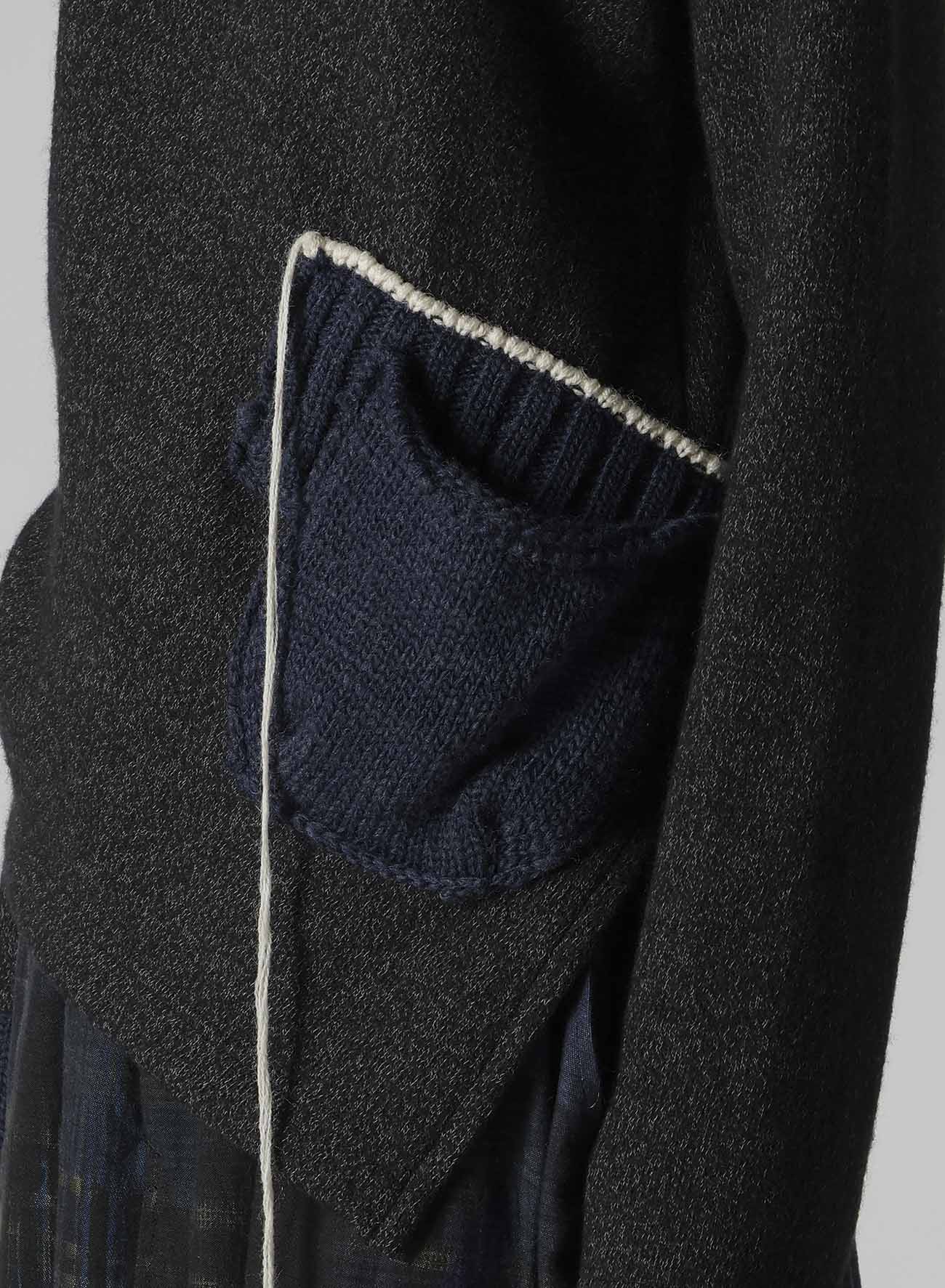 KNIT CONBINATION ASSYMETRIC PULLOVER
