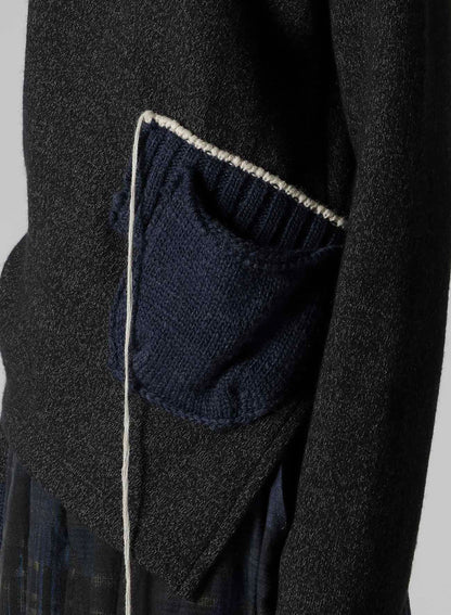 KNIT CONBINATION ASSYMETRIC PULLOVER