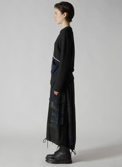 KNIT CONBINATION ASSYMETRIC PULLOVER