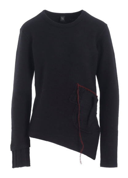 KNIT CONBINATION ASSYMETRIC PULLOVER