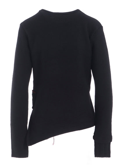 KNIT CONBINATION ASSYMETRIC PULLOVER