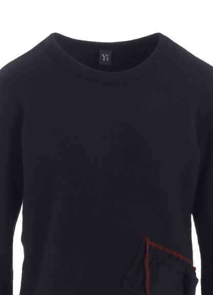 KNIT CONBINATION ASSYMETRIC PULLOVER