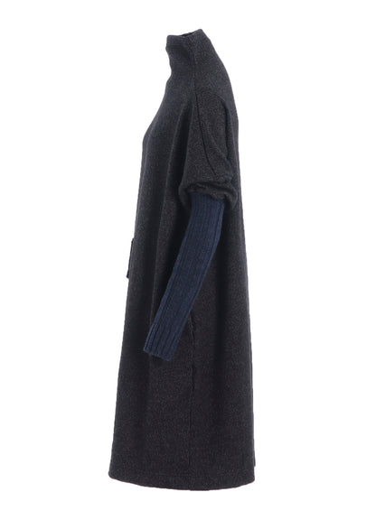 KNIT CONBINATION HIGH NECK DRESS