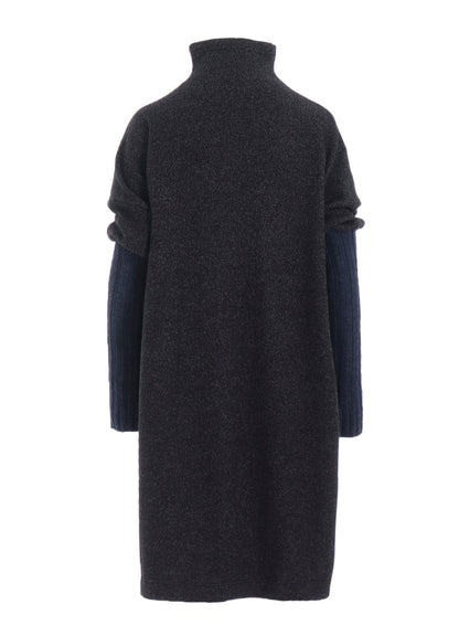 KNIT CONBINATION HIGH NECK DRESS