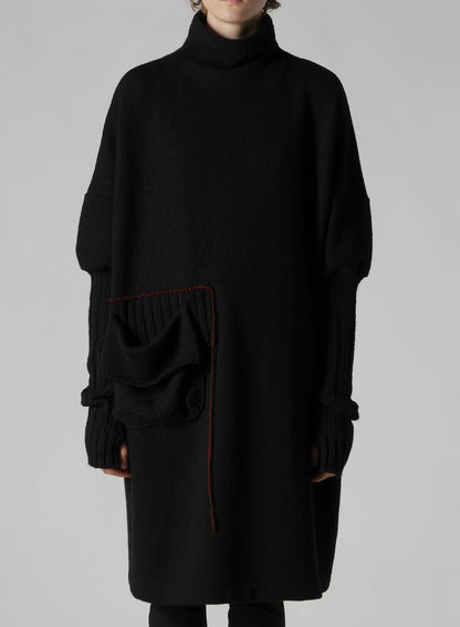 KNIT CONBINATION HIGH NECK DRESS