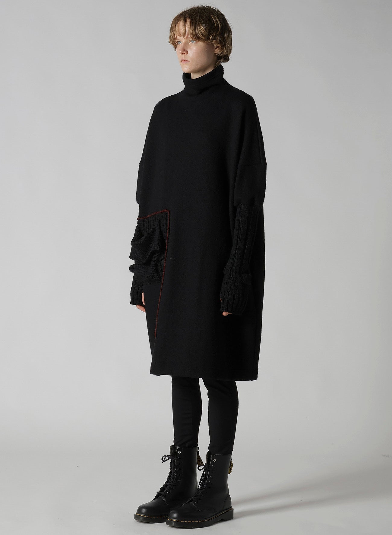 KNIT CONBINATION HIGH NECK DRESS