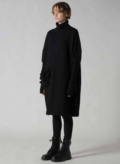 KNIT CONBINATION HIGH NECK DRESS