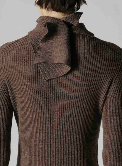 DOUBLE HIGH NECK RIB PULLOVER