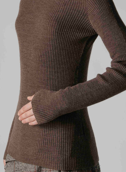 DOUBLE HIGH NECK RIB PULLOVER