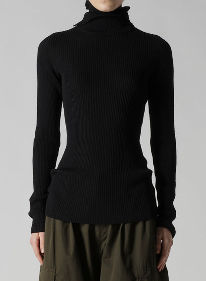 DOUBLE HIGH NECK RIB PULLOVER