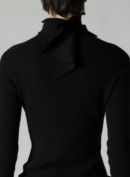 DOUBLE HIGH NECK RIB PULLOVER