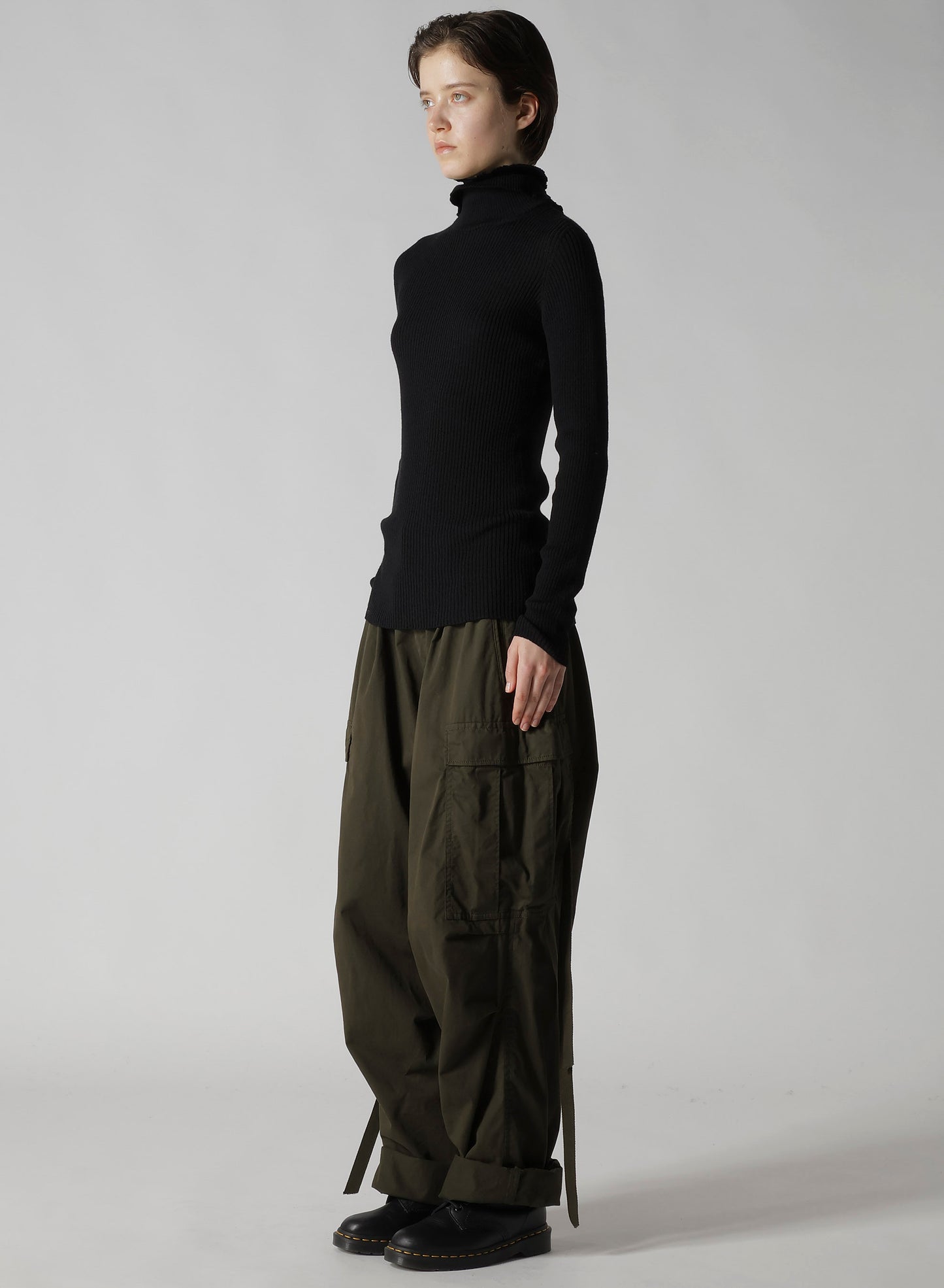 DOUBLE HIGH NECK RIB PULLOVER