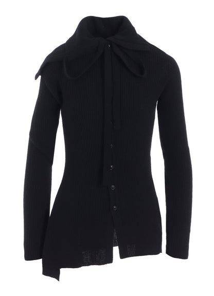 DOUBLE COLLAR ASSYMETRIC CARDIGAN