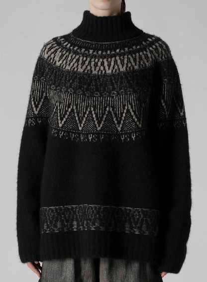 NORDIC DESIGN HIGH NECK KNIT PULLOVER