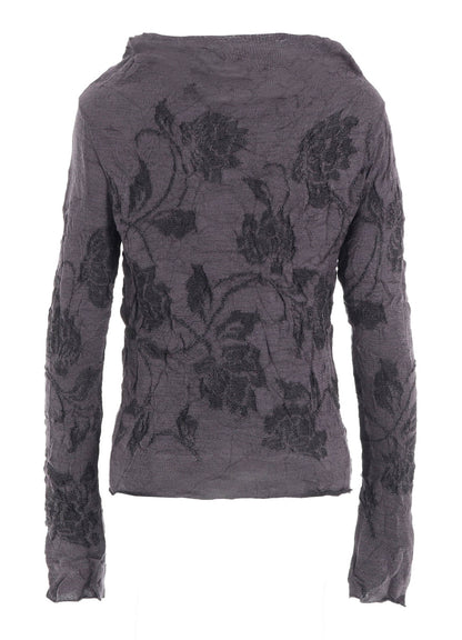 BIG FLOWER WRINKLED KNIT PULLOVER