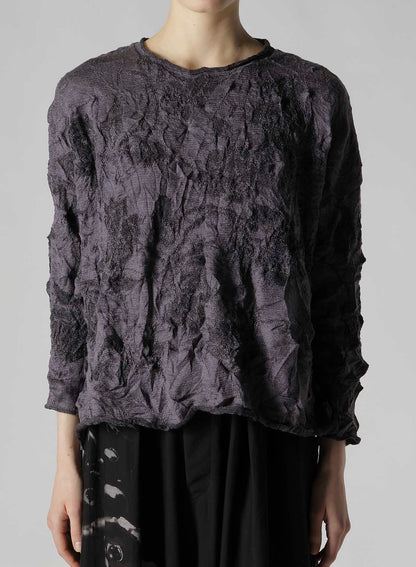 BIG FLOWER WRINKLED BIG KNIT PULLOVER