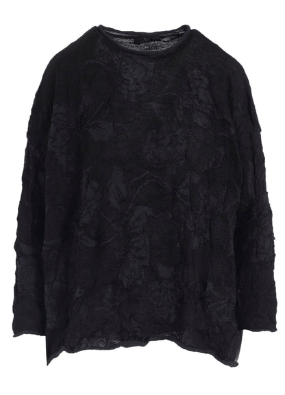 BIG FLOWER WRINKLED BIG KNIT PULLOVER