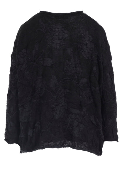 BIG FLOWER WRINKLED BIG KNIT PULLOVER