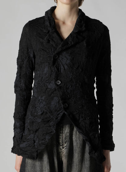 BIG FLOWER WRINKLED KNIT JACKET