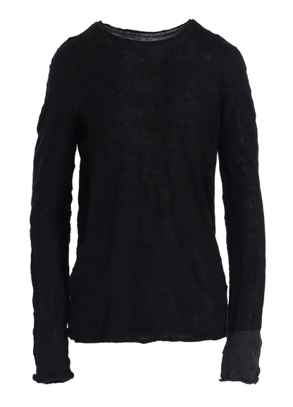 ROUND NECK WRINKLED LONG SLEEVE PULLOVER