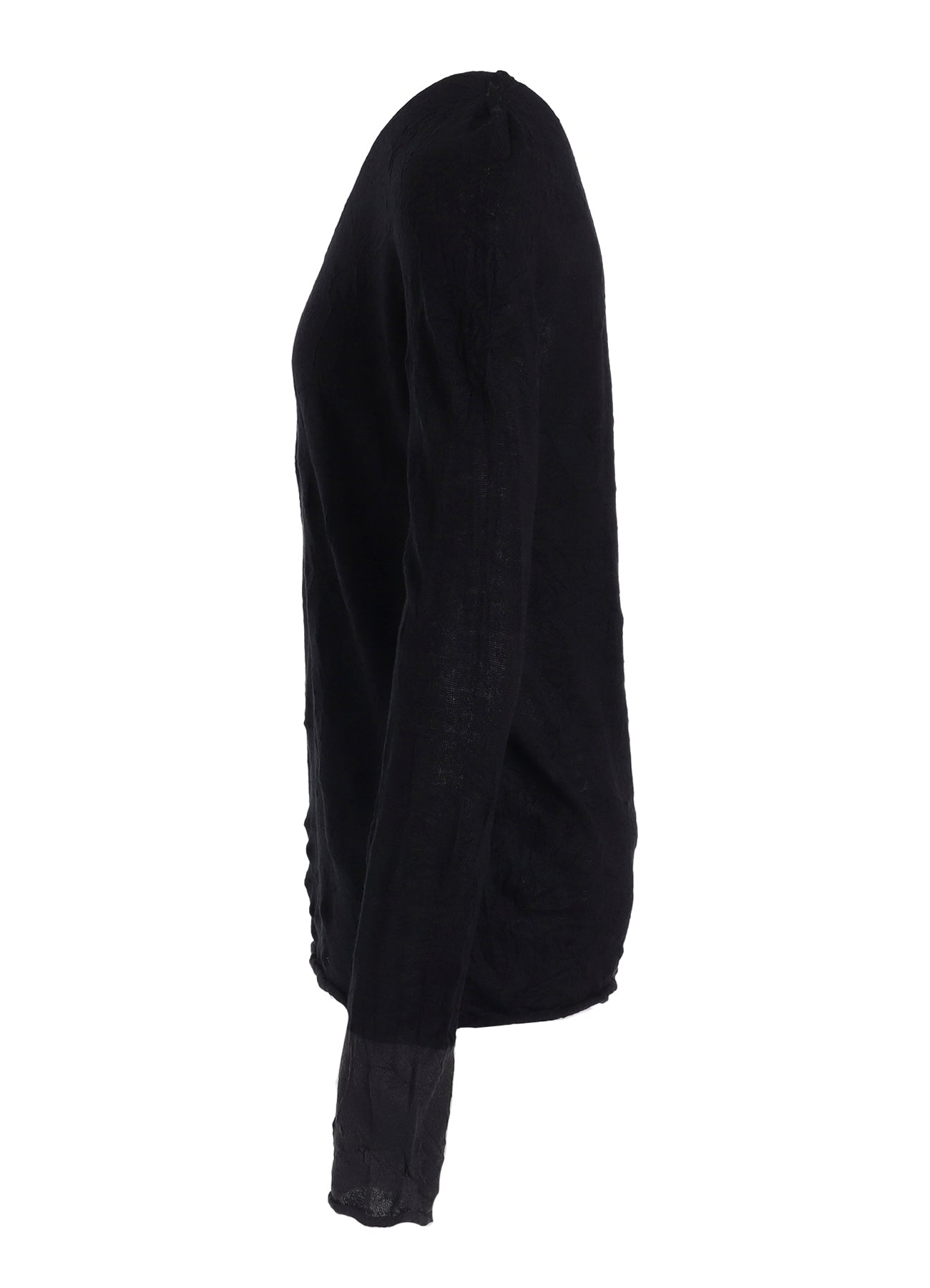 ROUND NECK WRINKLED LONG SLEEVE PULLOVER