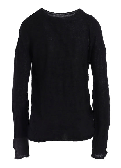 ROUND NECK WRINKLED LONG SLEEVE PULLOVER