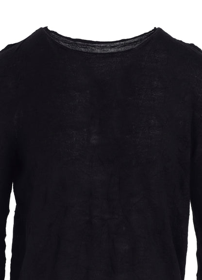 ROUND NECK WRINKLED LONG SLEEVE PULLOVER