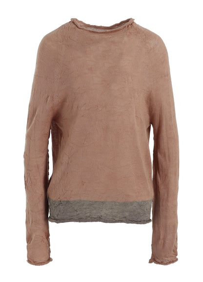 OFF NECK WRINKLED LONG SLEEVE PULLOVER
