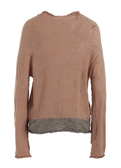 OFF NECK WRINKLED LONG SLEEVE PULLOVER