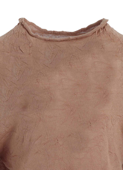 OFF NECK WRINKLED LONG SLEEVE PULLOVER