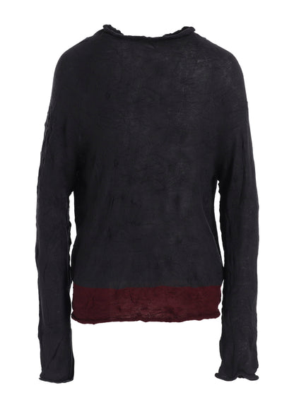 OFF NECK WRINKLED LONG SLEEVE PULLOVER