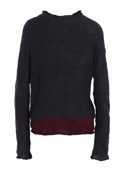 OFF NECK WRINKLED LONG SLEEVE PULLOVER