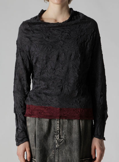 OFF NECK WRINKLED LONG SLEEVE PULLOVER