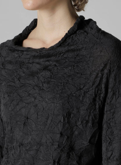 OFF NECK WRINKLED LONG SLEEVE PULLOVER