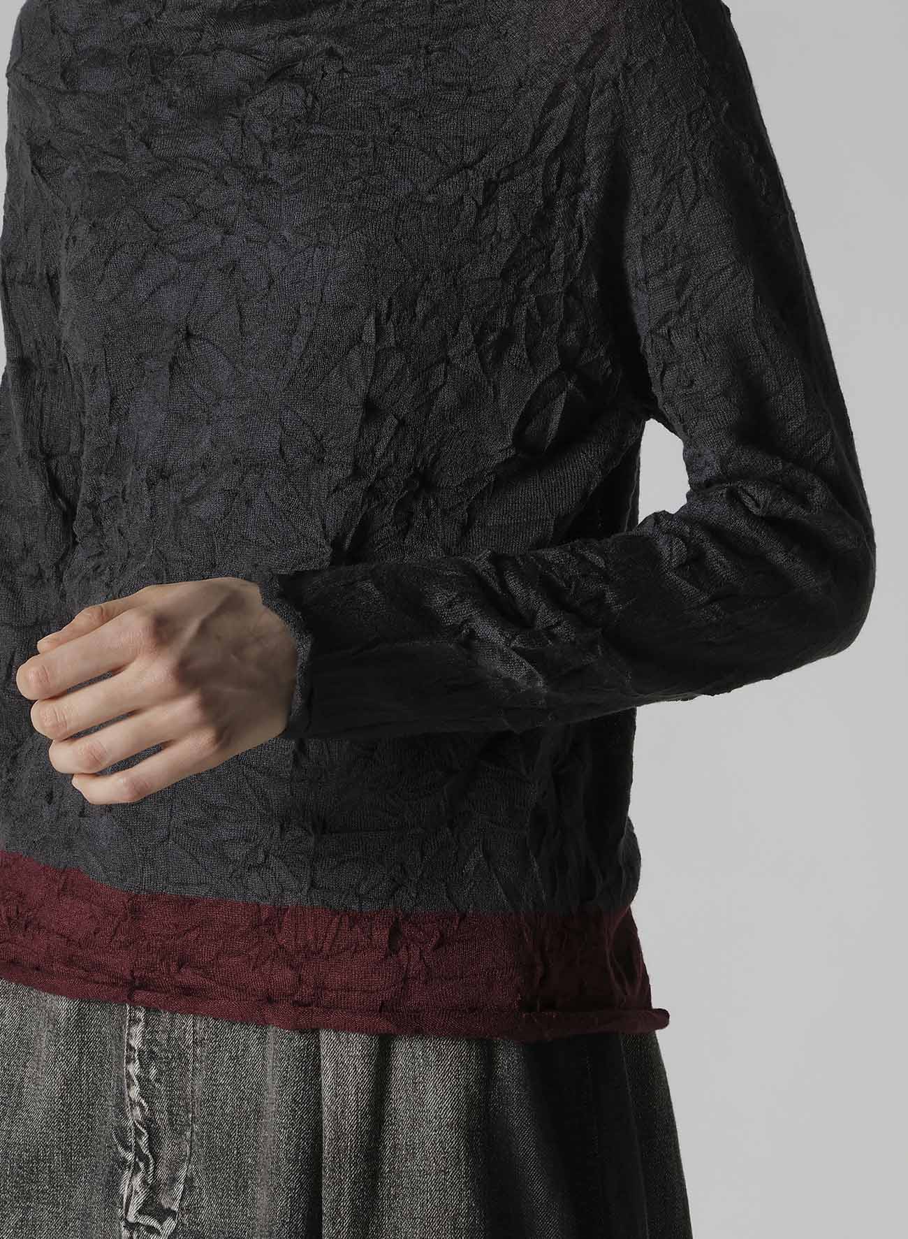 OFF NECK WRINKLED LONG SLEEVE PULLOVER