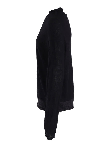 OFF NECK WRINKLED LONG SLEEVE PULLOVER