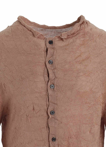OFF NECK WRINKLED LONG SLEEVE CARDIGAN