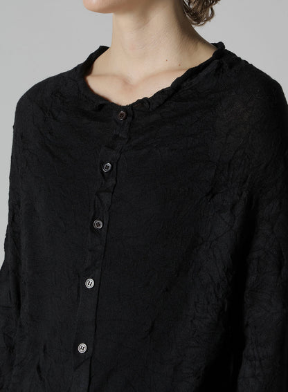 OFF NECK WRINKLED LONG SLEEVE CARDIGAN