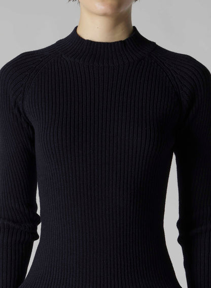 RIBBED MINI HIGH NECK PULLOVER